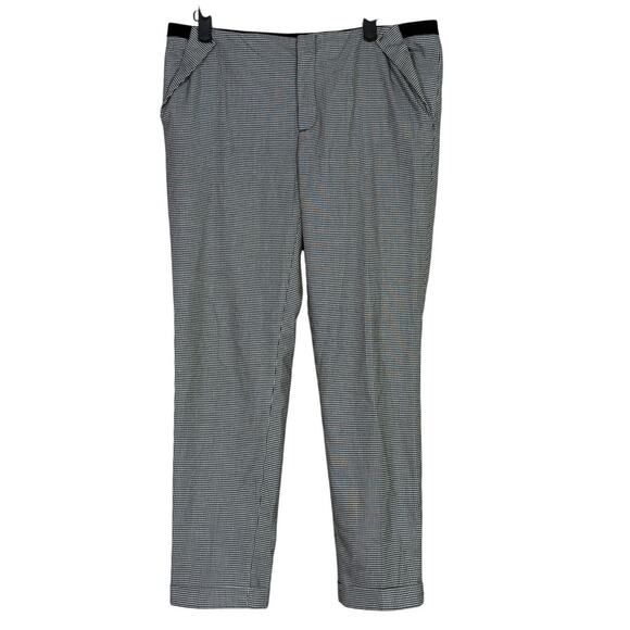 Zara Gingham Check Crop Slim Pants Ankle Fold Detail Pockets M Black White - Picture 1 of 16
